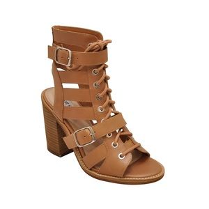 Brown, Steve Madden, heels, lace up, worn